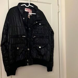 true religion mens black nylon parka size: XXL